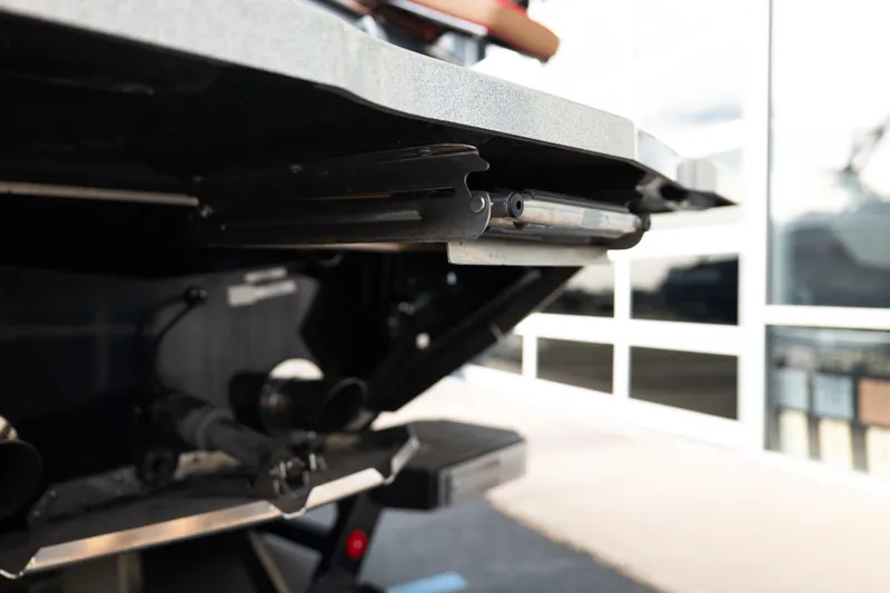 Slide: The Image of Close-up of 2021 MasterCraft X24 boat's rear detailing and components. - 6