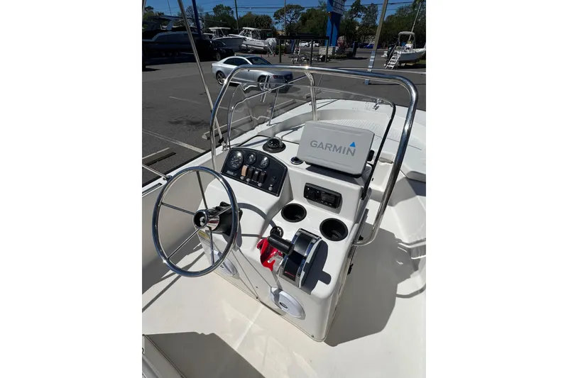 Slide: The Image of Boston Whaler 170 Montauk 2003 boat console with Garmin navigation system. - 8