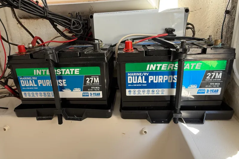 Slide: The Image of Interstate marine dual-purpose batteries in a 2016 Tidewater 2110 Bay Max boat. - 30