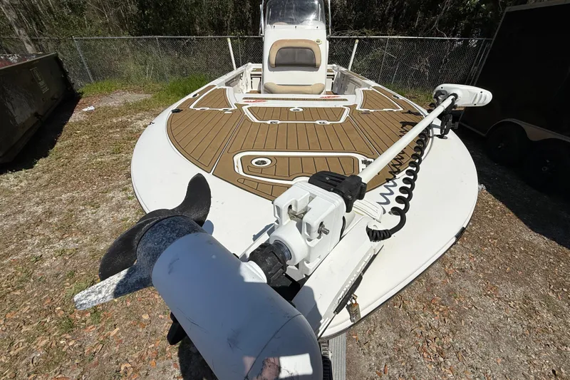 Slide: The Image of 2016 Tidewater 2110 Bay Max boat with trolling motor on trailer. - 4