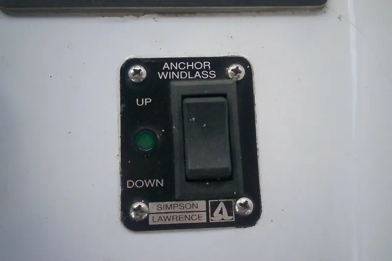 Slide: The Image of Anchor windlass control panel on a 1999 Sabre 34 boat. - 24
