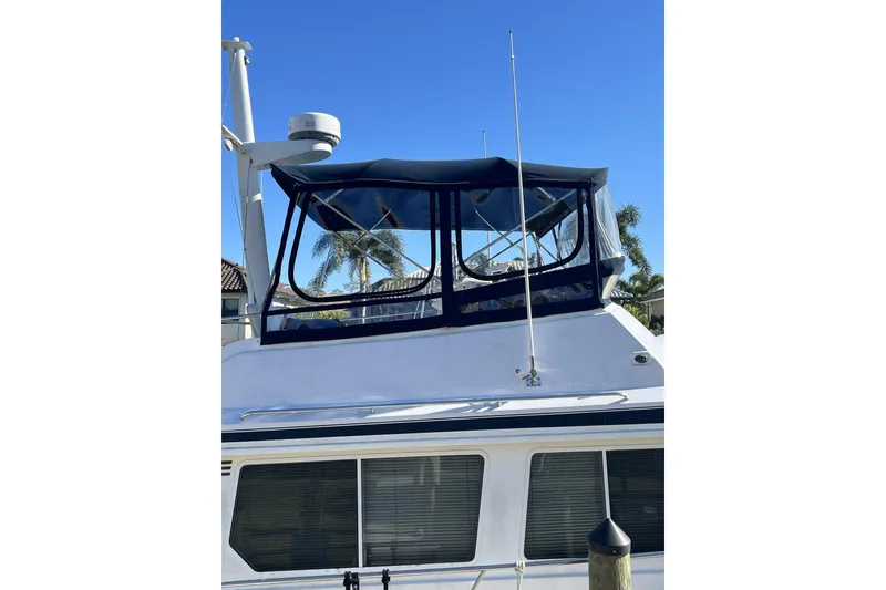 Slide: The Image of Underside of 1999 Sabreline Swift Trawler showing propeller and rudder components. - 88
