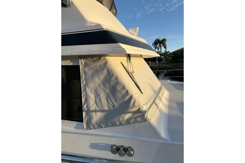 Slide: The Image of Underside view of 1999 Sabreline Swift Trawler propeller and rudder system. - 89