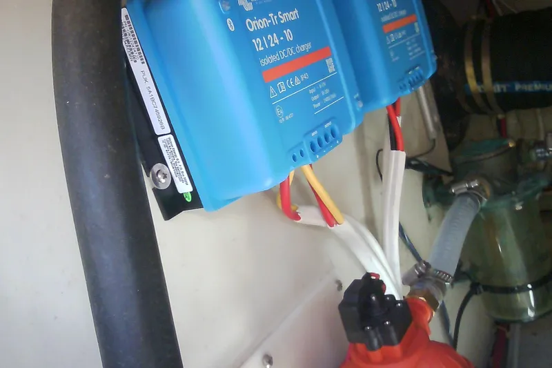 Slide: The Image of Blue Orion-Tr Smart DC-DC charger installed in a 1999 Sabre 34 boat. - 36