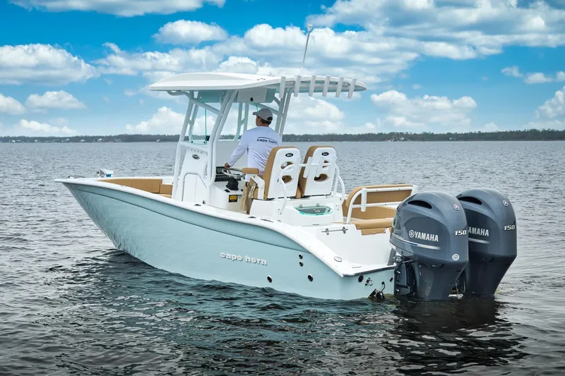 The Image of 2026 Cape Horn 24 OS boat on water with dual Yamaha engines. - 0