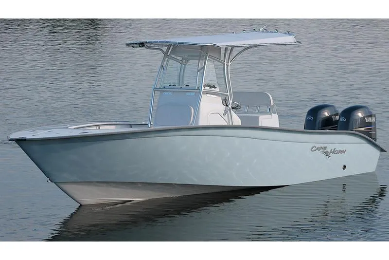 Slide: The Image of Manufacturer Provided Image: 2026 Cape Horn 24 OS boat with dual Yamaha engines on calm water. - 4