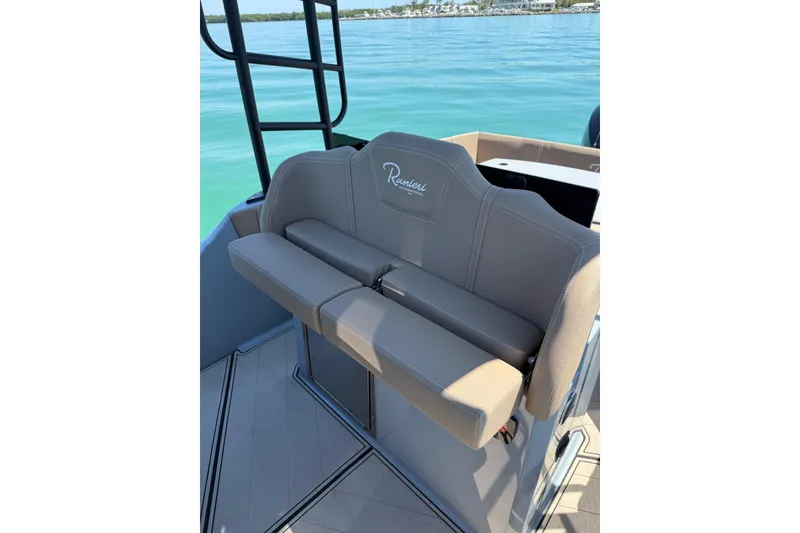 Slide: The Image of 2026 Ranieri Cayman Executive boat seat with elegant design on calm blue water. - 22