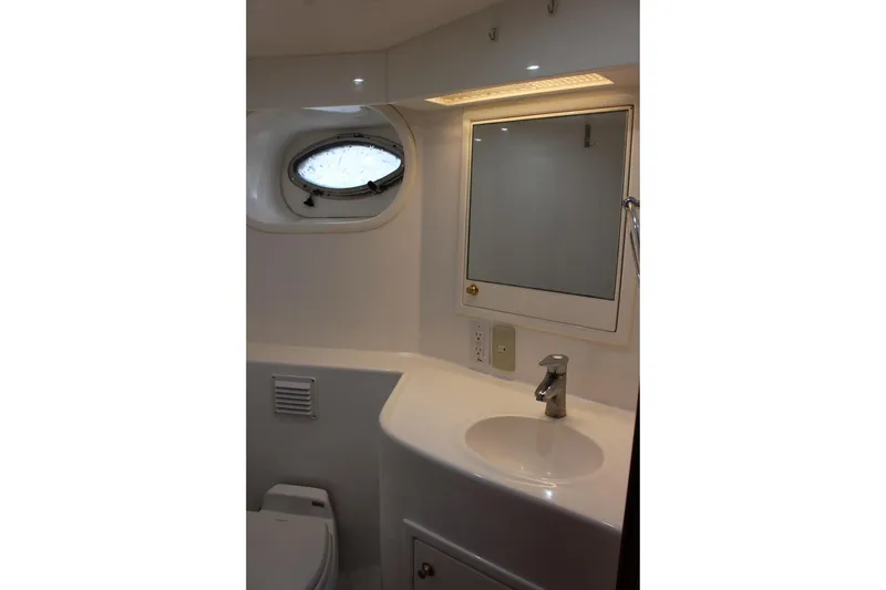 Slide: The Image of Bathroom interior of 2007 Jefferson 45 Motor Yacht with sink and mirror. - 18