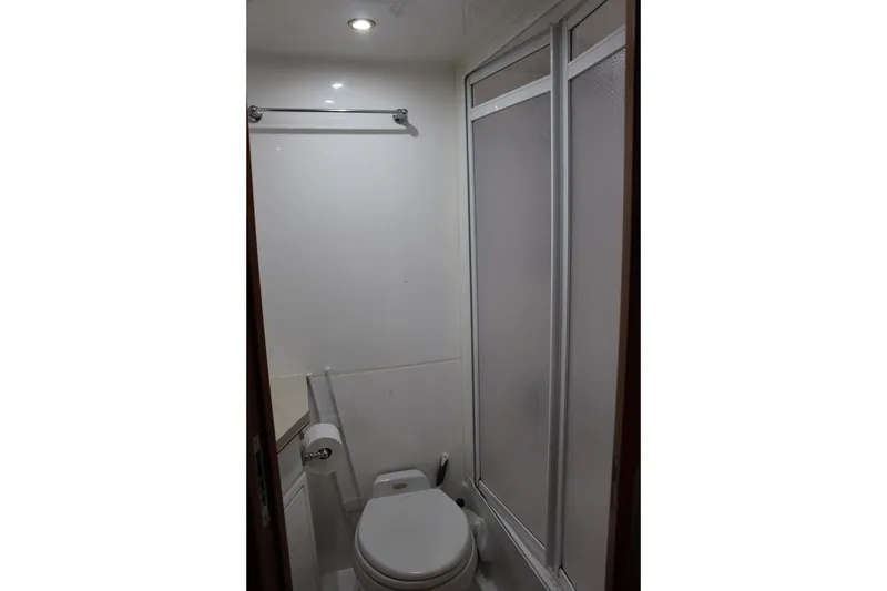 Slide: The Image of Bathroom interior of 2007 Jefferson 45 Motor Yacht with shower and toilet. - 26