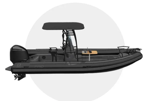 Slide: The Image of Manufacturer Provided Image: 2026 Zodiac Pro 7 boat with canopy and outboard motor. - 4