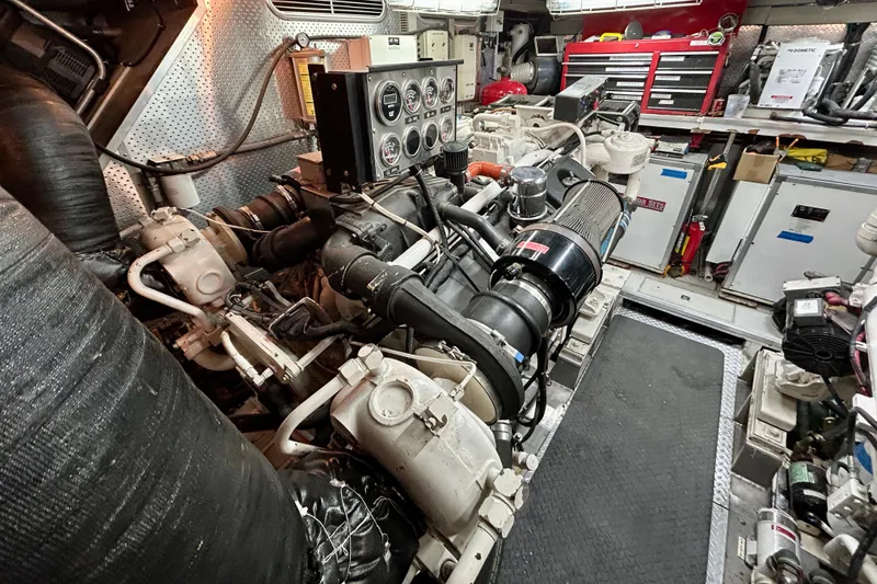 Slide: The Image of Engine room of Horizon 92 yacht with machinery and control panels. - 141