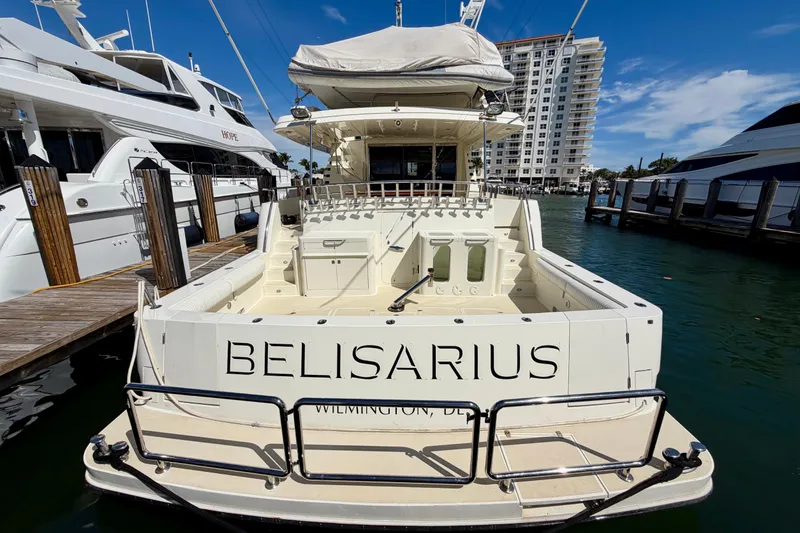 Slide: The Image of Luxury Horizon 92 yacht "Belisarius" docked at marina, Wilmington, DE. - 4