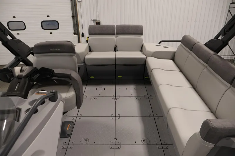 Slide: The Image of 2023 Sea-Doo Switch Sport 21 interior with spacious seating and modern design. - 22