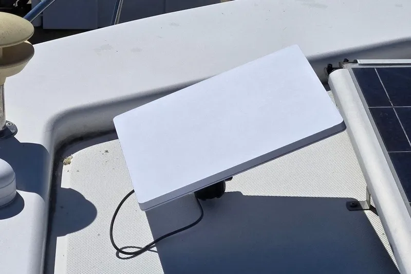 Slide: The Image of Satellite dish on 2010 American Tug "34" Pilothouse Trawler deck. - 82