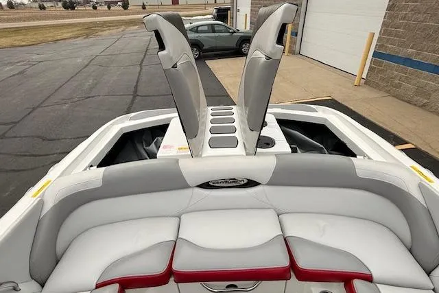 Slide: The Image of 2013 Centurion Enzo SV244 boat interior with open engine compartment. - 20