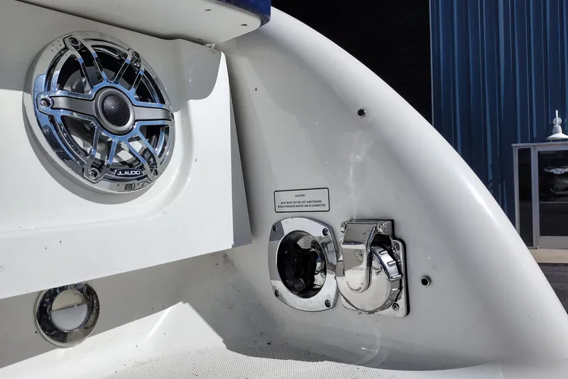 Slide: The Image of 2022 Formula 310 Bowrider boat with JL Audio speaker and chrome fittings. - 12