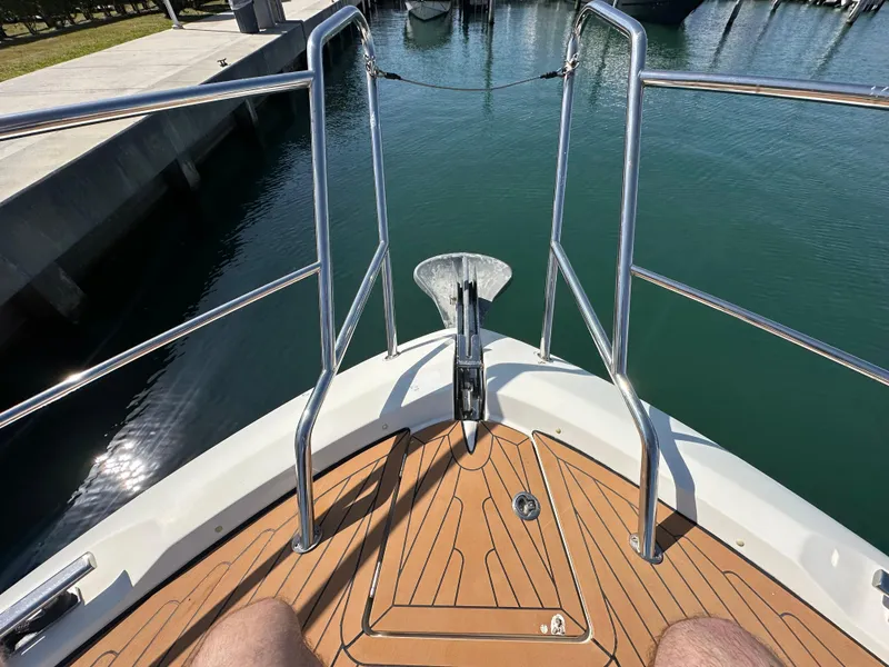 Slide: The Image of Bow view of 2018 Bavaria S40 Coupe yacht with stainless steel railings and anchor. - 21