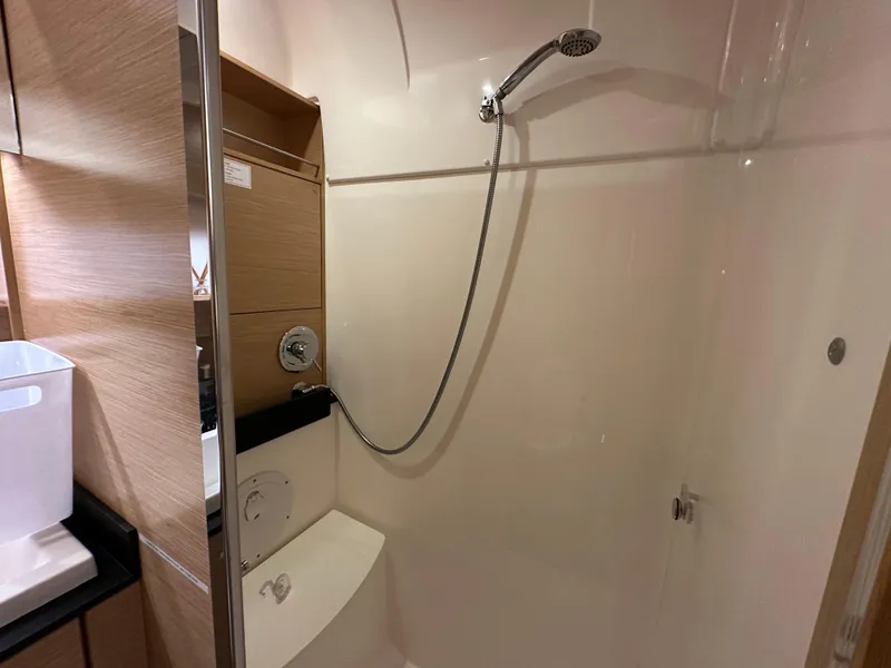 Slide: The Image of 2018 Bavaria S40 Coupe bathroom with modern shower and wooden accents. - 43