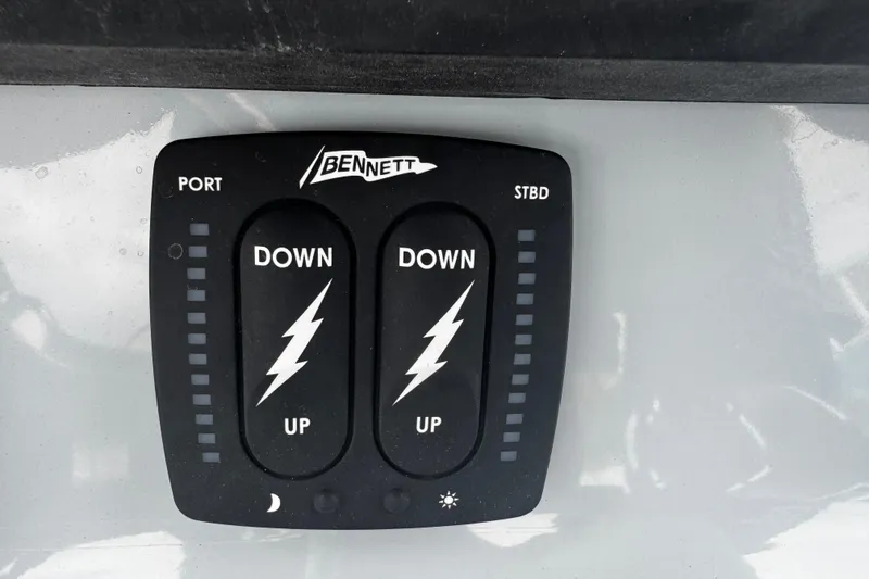 Slide: The Image of Bennett trim tab control panel on Piranha Casador B2200, 2026 model. - 19