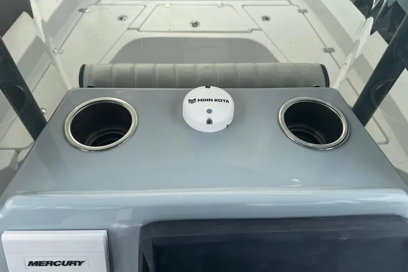 Slide: The Image of Control panel of 2026 Piranha Casador B2200 boat with Minn Kota and Mercury features. - 24