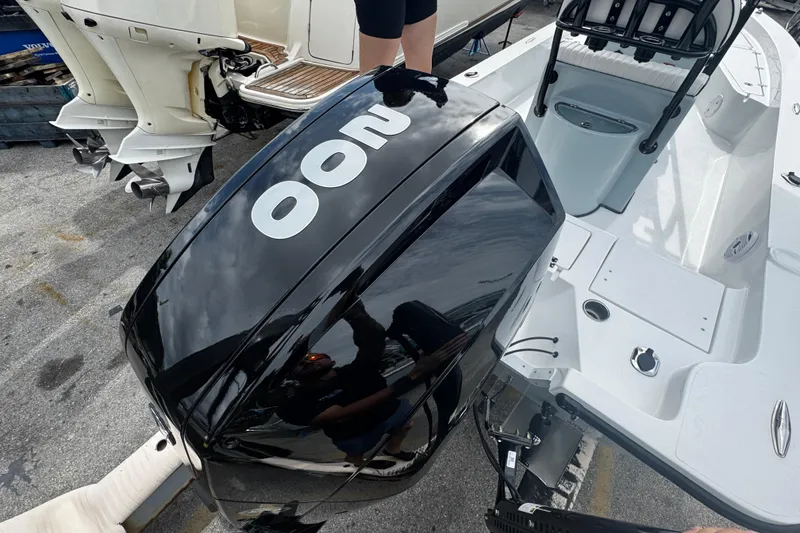 Slide: The Image of Black outboard motor on a Piranha Casador B2200 boat, 2026 model. - 5