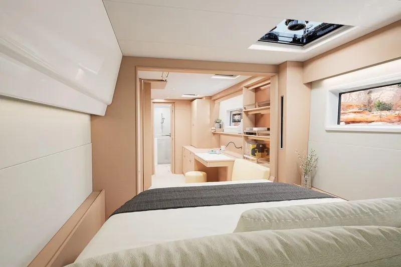 Slide: The Image of Interior of Lagoon 47 yacht, modern and luxurious, year 2026. - 20