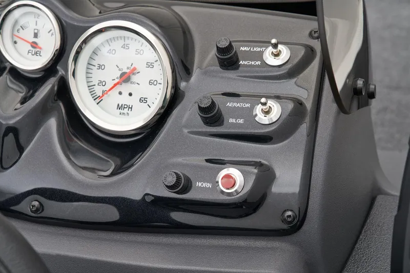 Slide: The Image of Manufacturer Provided Image: Dashboard of 2025 Tracker Pro 170 boat with gauges and control switches. - 40