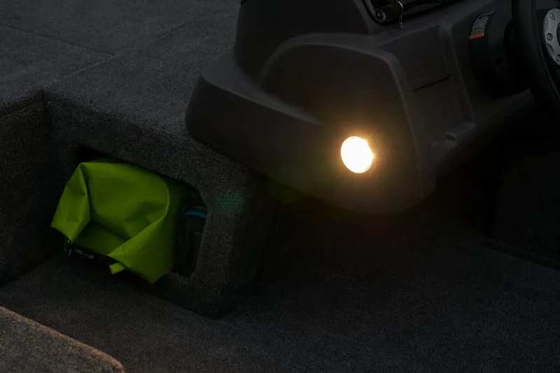 Slide: The Image of Manufacturer Provided Image: 2025 Tracker Pro 170 boat interior with storage compartment and illuminated light. - 46