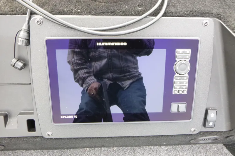 Slide: The Image of Humminbird Xplore 10 fish finder on 2025 Alumacraft Competitor 175X Sport boat. - 6