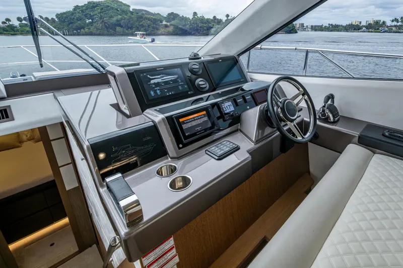 Slide: The Image of Cockpit of 2020 Galeon 550 Fly yacht with modern navigation systems. - 4