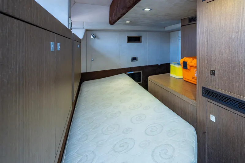 Slide: The Image of Interior cabin of 2020 Galeon 550 Fly yacht with bed and storage. - 40