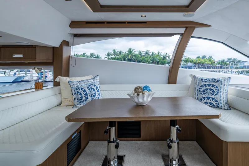 Slide: The Image of Luxurious interior of 2020 Galeon 550 Fly yacht with elegant seating and decor. - 8