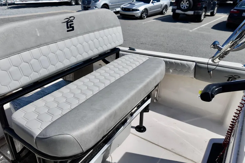 Slide: The Image of 2026 Carolina Skiff 21 Ultra Elite boat interior with stylish seating and modern design. - 8