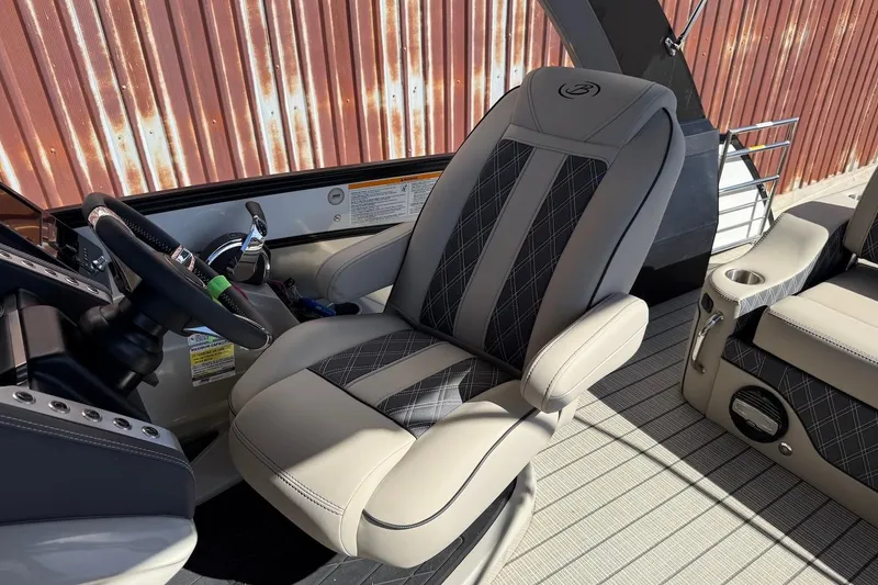 Slide: The Image of Luxurious seating in 2022 Barletta L23UCA boat, featuring elegant design and premium materials. - 18
