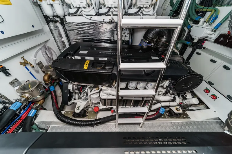 Slide: The Image of Engine room of 2026 Princess V55 yacht with Volvo machinery and organized components. - 52