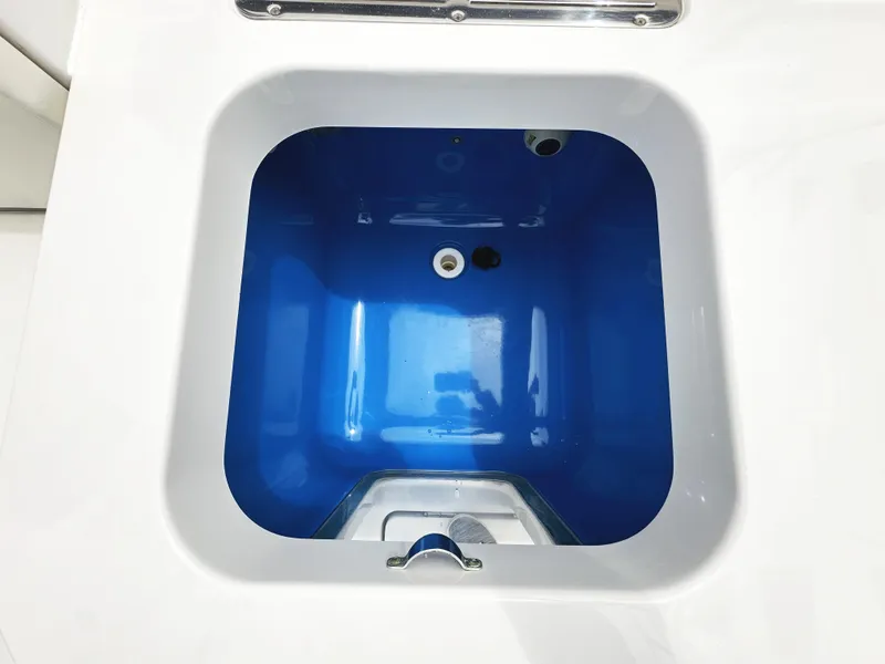 Slide: The Image of 2018 HCB 39 Speciale boat's blue livewell interior. - 18