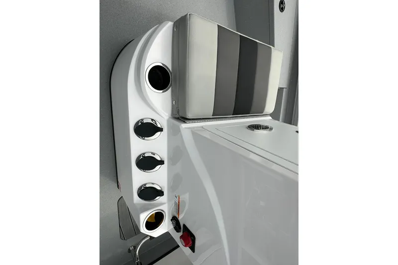 Slide: The Image of 2026 Vexus Defender 201 boat console with sleek design and modern controls. - 21