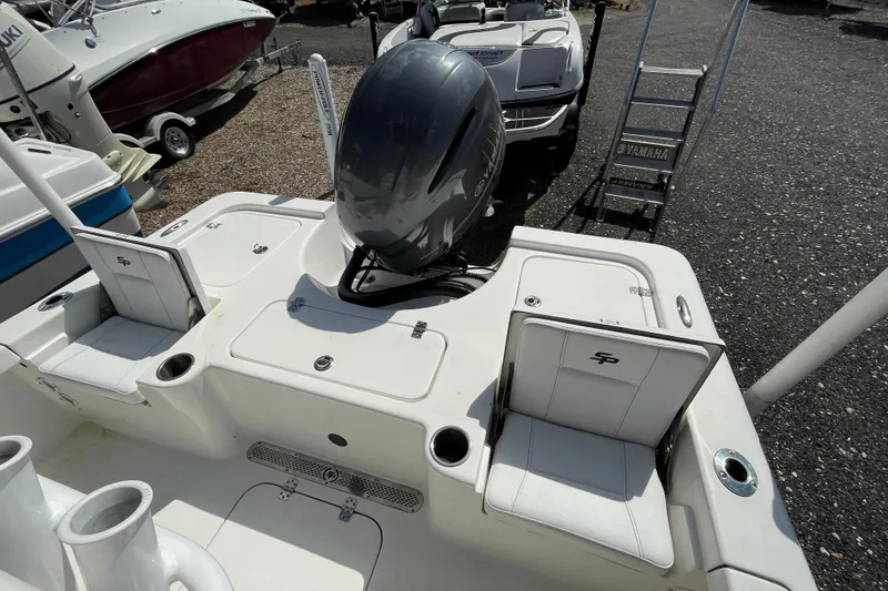 Slide: The Image of 2023 Sea Pro 208 Bay boat with Yamaha engine, featuring spacious seating and storage. - 4