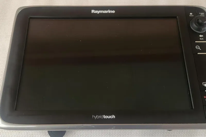 Slide: The Image of Raymarine HybridTouch display on 1985 Bertram 33 Flybridge Cruiser boat. - 5