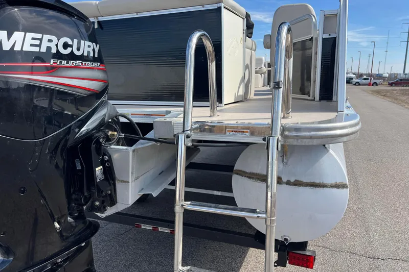 Slide: The Image of 2015 Avalon Catalina Cruise boat with Mercury FourStroke engine and ladder. - 5