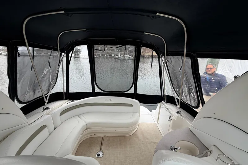Slide: The Image of Interior view of 2007 Sea Ray Sundancer 320 boat with seating and canopy. - 20
