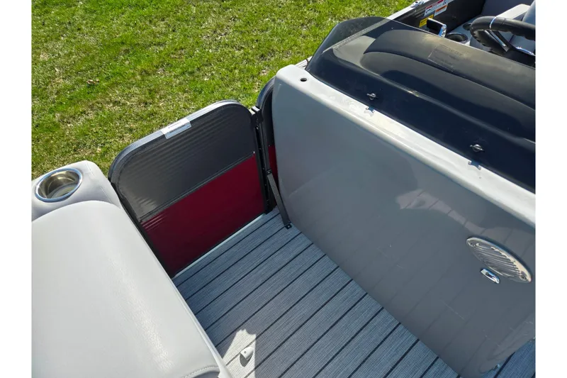 Slide: The Image of 2018 Misty Harbor 2585 Biscayne Bay CU boat interior with seating and flooring detail. - 15