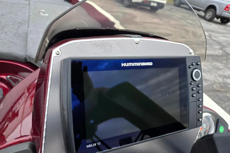 Slide: The Image of Humminbird Helix 10 fishfinder on 2018 Ranger Z520 Comanche Cup-Equipped boat dashboard. - 13