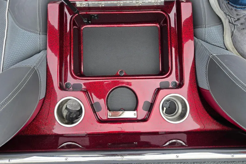 Slide: The Image of 2018 Ranger Z520 Comanche Cup-Equipped boat console with cup holders and storage. - 22