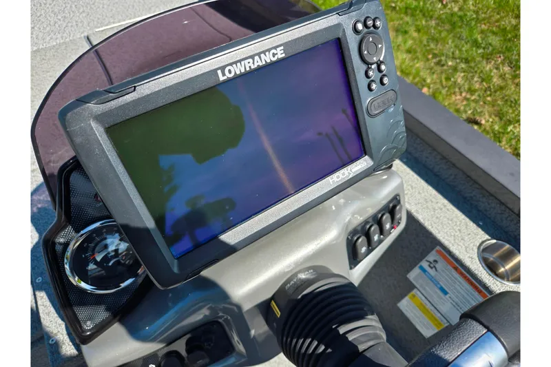 Slide: The Image of Dashboard of 2021 G3 Sportsman 1810 with Lowrance Hook fish finder. - 14