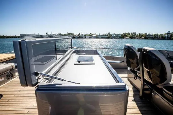 Slide: The Image of Luxury yacht deck of 2025 Pershing GTX 80 with sleek design and waterfront view. - 18