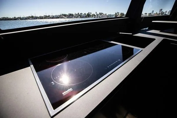 Slide: The Image of Modern kitchen on Pershing GTX 80 yacht, 2025 model. - 35