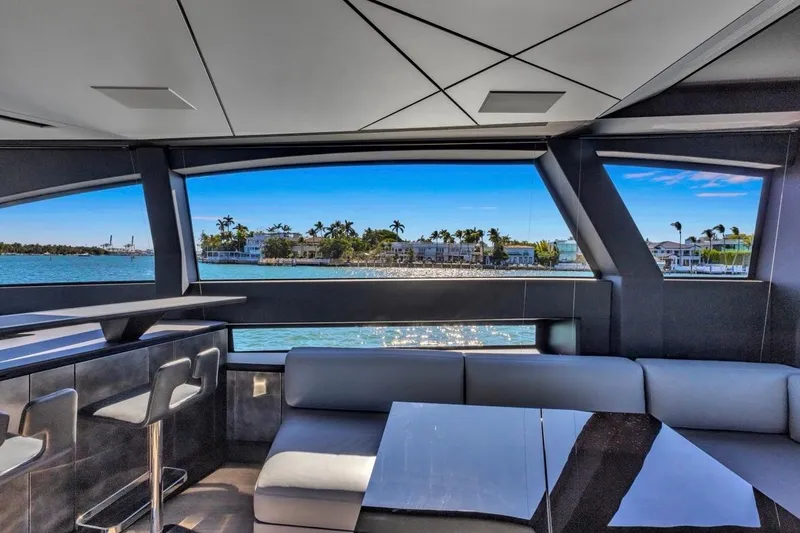 Slide: The Image of Luxurious interior of 2025 Pershing GTX 80 yacht with ocean view. - 39