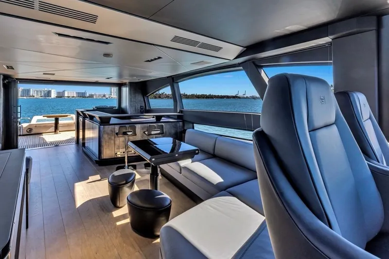 Slide: The Image of Luxurious interior of 2025 Pershing GTX 80 yacht with ocean view. - 43