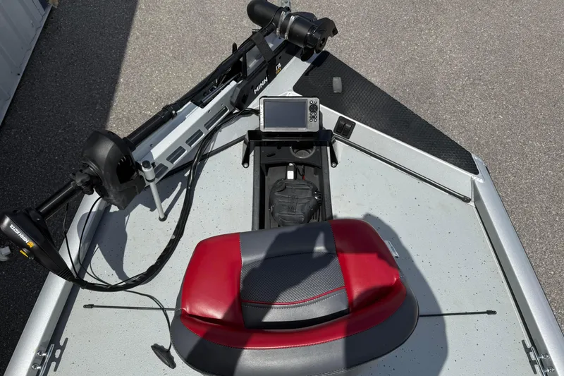 Slide: The Image of 2018 Ranger RT188 boat deck with trolling motor and fish finder. - 9